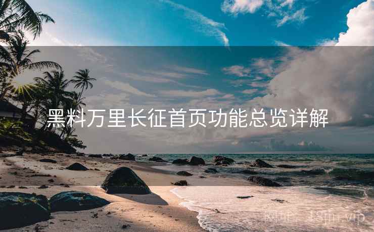 黑料万里长征首页功能总览详解