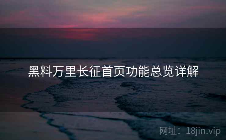 黑料万里长征首页功能总览详解